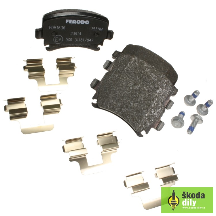 Ferodo FDB1636 Rear Axle Premier Car Brake Pad Set Replaces 1K0 698 451