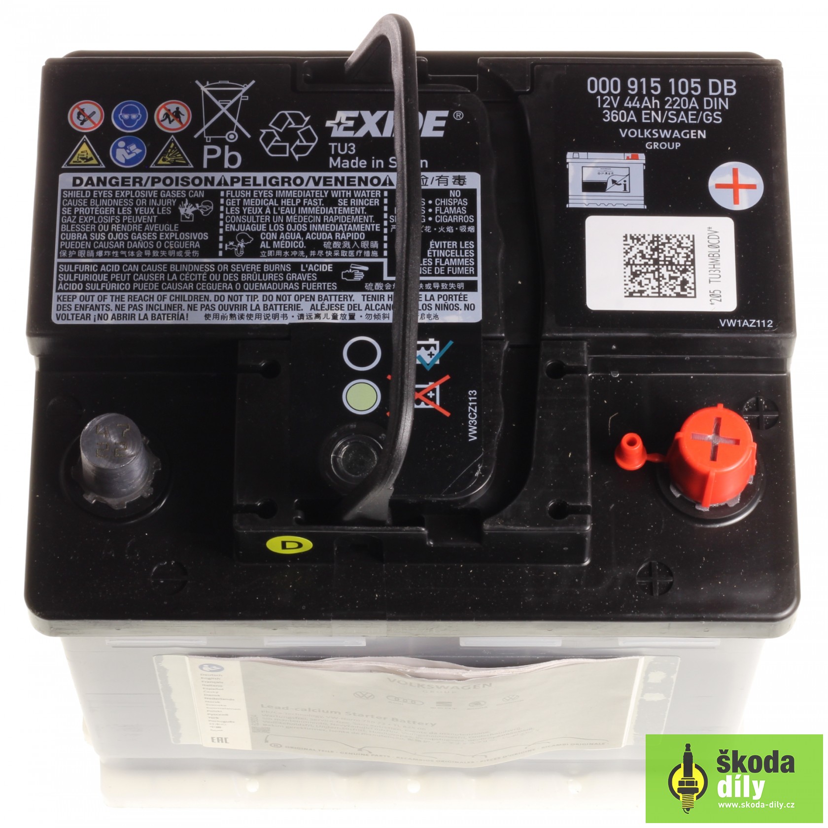 ORIGINAL VW Autobatterie Batterie Starterbatterie 12V 44Ah 220A 000915105DB