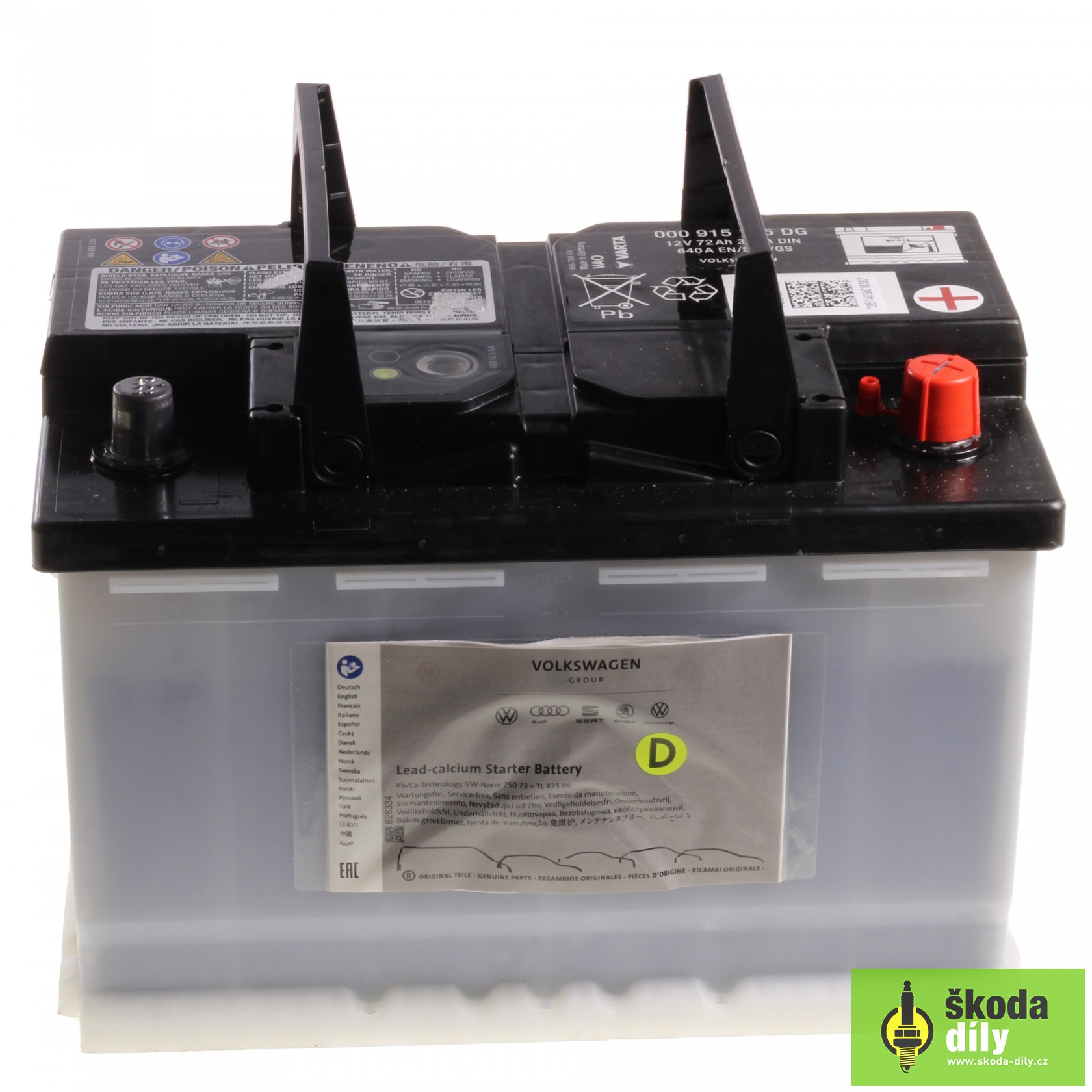 Car Battery 12V 72Ah/74Ah Škoda 000915105DG